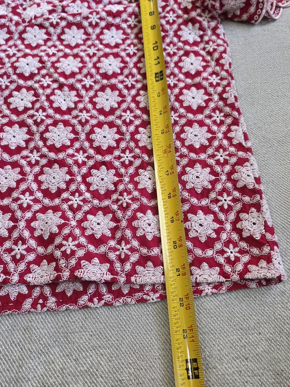 LOFT Boxy Red Floral All Over Crochet Top